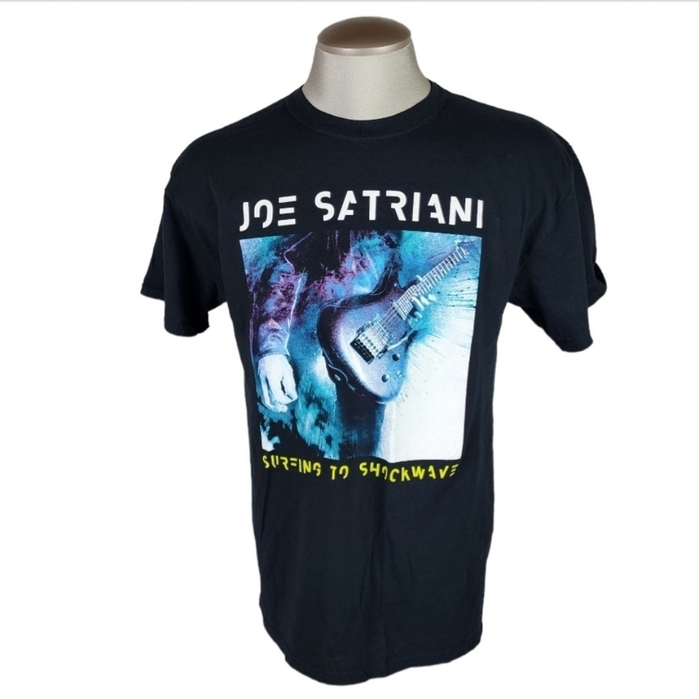 Joe Satriani Surfing to Shockwave 2015 Tour Tee Large Graphics Black Size Large